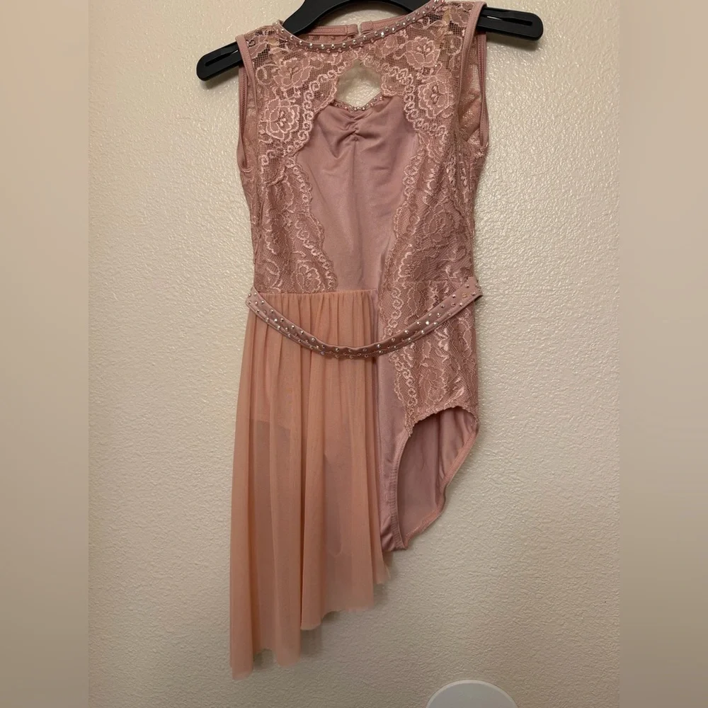 WEISSMAN Dance Costume ballet lyrical blush pink dress Just A Game 11603 LC chil